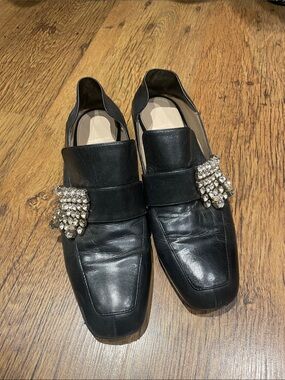 Stuart Weitzman Black Leather Pumps with Square Toe